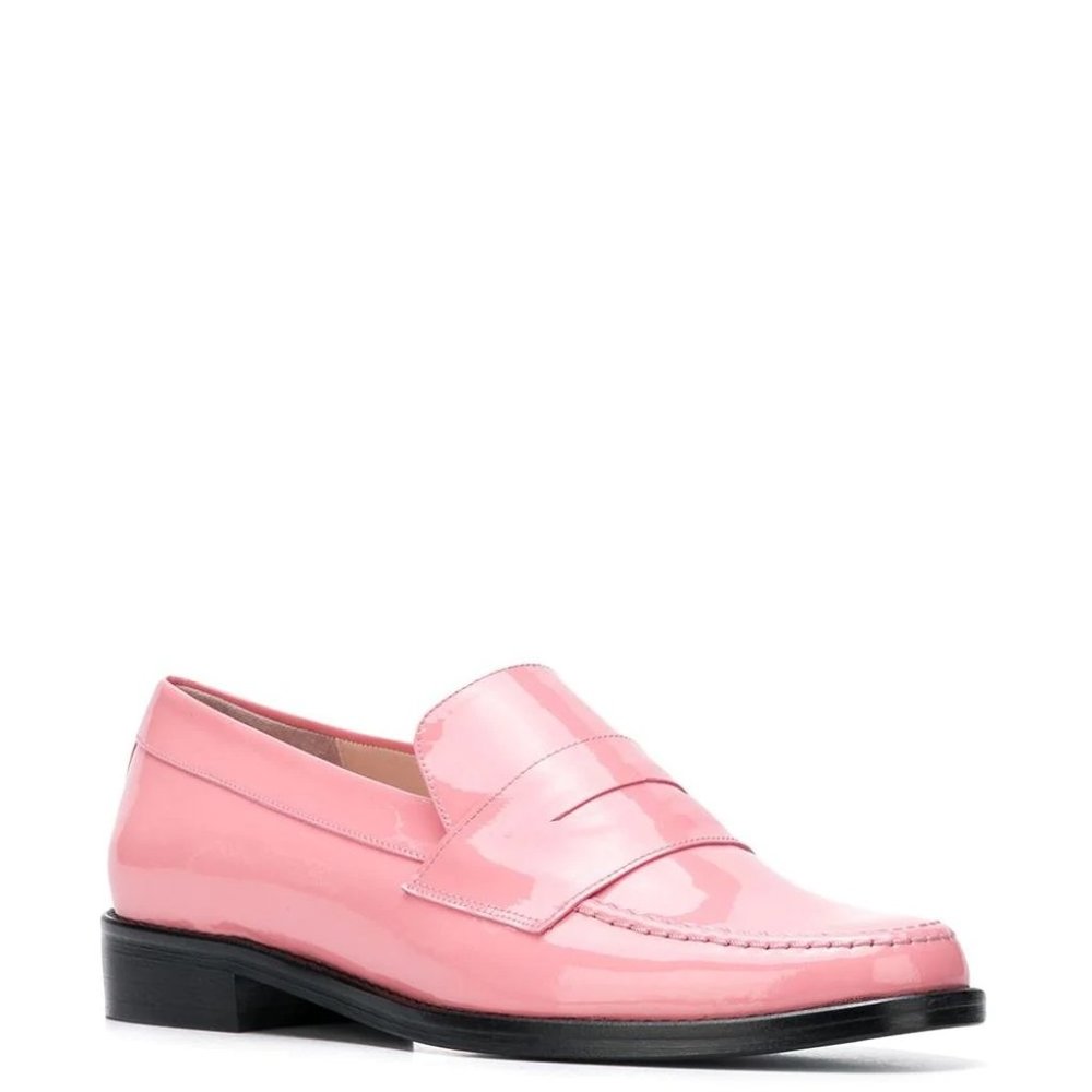 Leandra Medine Pink Patent Leather Loafers, New!
